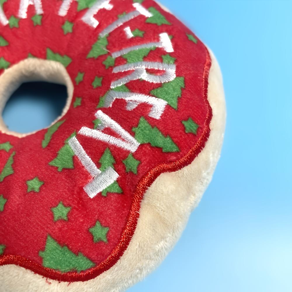 Christmas Plush Donut Pet Toy, Dog Squeaky Toy, Chew Toys For Dogs