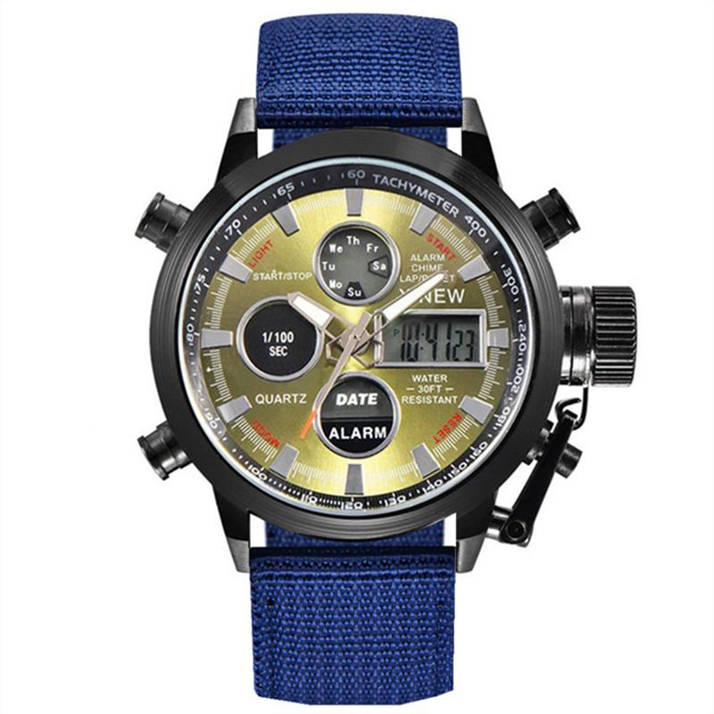 Relogio Masculino Original Big Brand Men Watches Cool Fashion Nylon Band Sport Dual Time Digital Watch Reloj Hombre Montre Homme