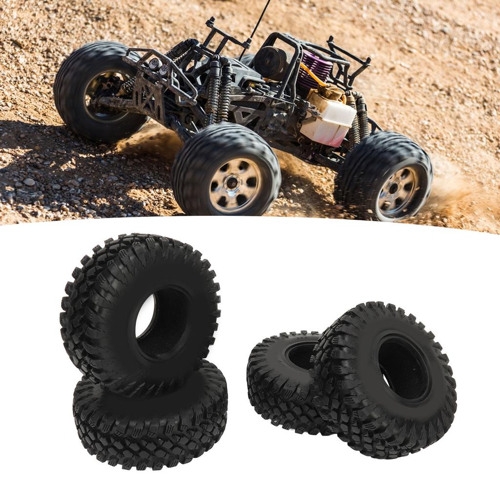 RC Tires 2.2inch 4Pcs RC Rubber Tyre Set Wheel Tires for 1:10 RC Crawler 130mm Diameter RC Accessories Black
