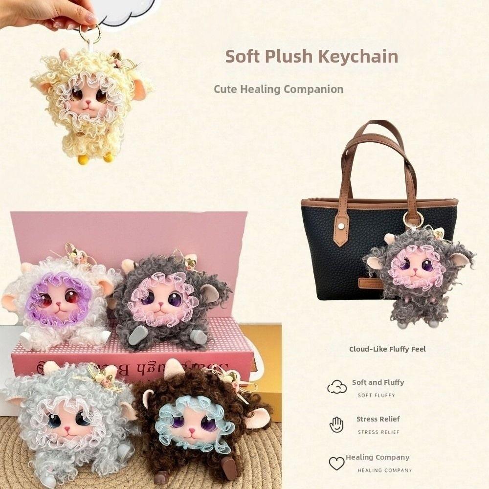 Bag Hanging Sheep Plush Keychain Lolita Curly Hair Car Key Ring Cute Lamb Doll Pendant Party Decor