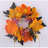 ABS Fall Candle Rings Wreaths Artificial Maple Leaf Candle Garland With Berries Rose For Autumn Halloween Party Table Decor