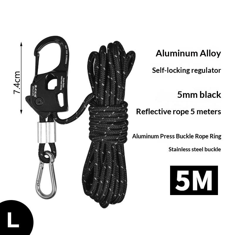 Aluminum Tent Rope Tensioner 5MM 5M Non-Slip Adjuster Buckle High Load Capacity for Camping Outdoor Gear