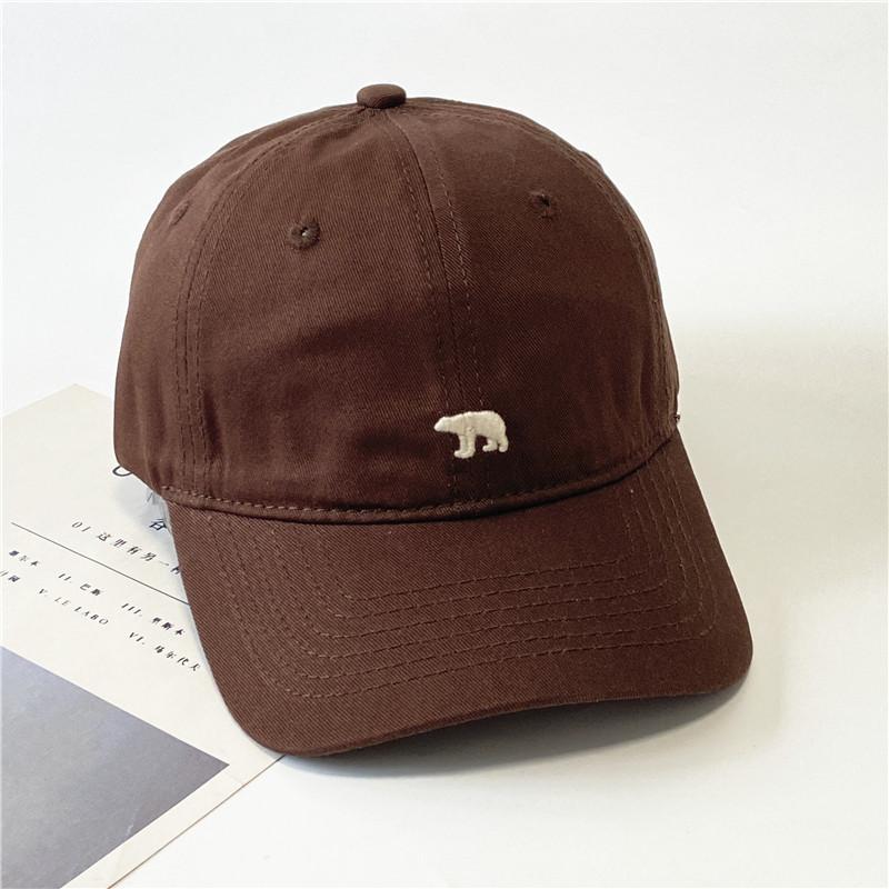 New Polar Bear Embroidered Baseball Cap Men's and Women's American Soft Top Cap Spring and Summer Versatile Big Head Circumference Sun Hat