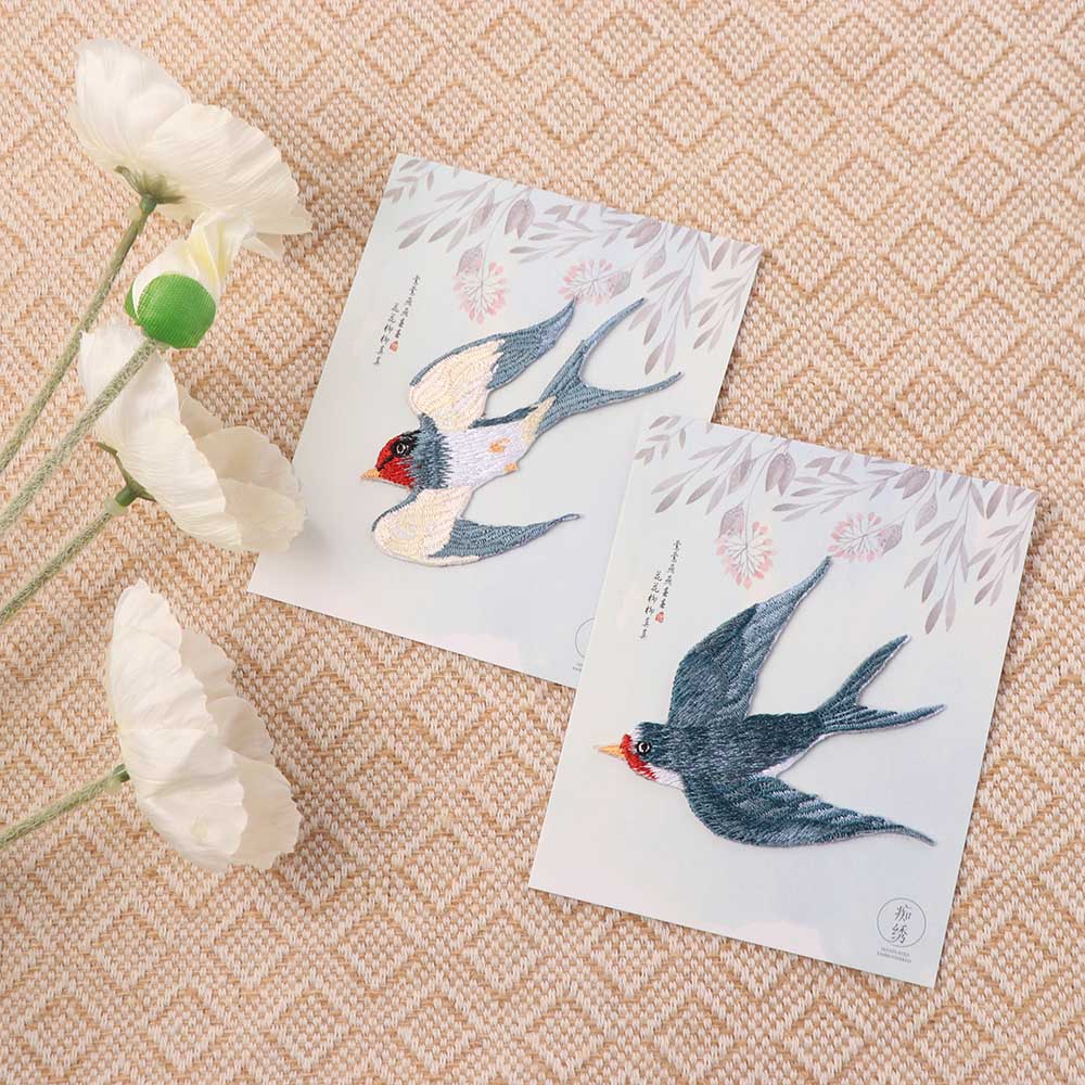 5 STÜCK Bekleidung Bestickte Schwalben Aufnäher Aufbügeln DIY Kleidung Applikationen Klebe-Kleidungsaufkleber Handyhülle