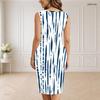 Women Plus Size V Neck Sleeveless Colorful Printed Bodycon Midi Dress