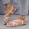 [Summer Flat Sandals] Summer Women's Fashion Flat Sandals | Cross Strap, Rubber Sole, Fabric Lining