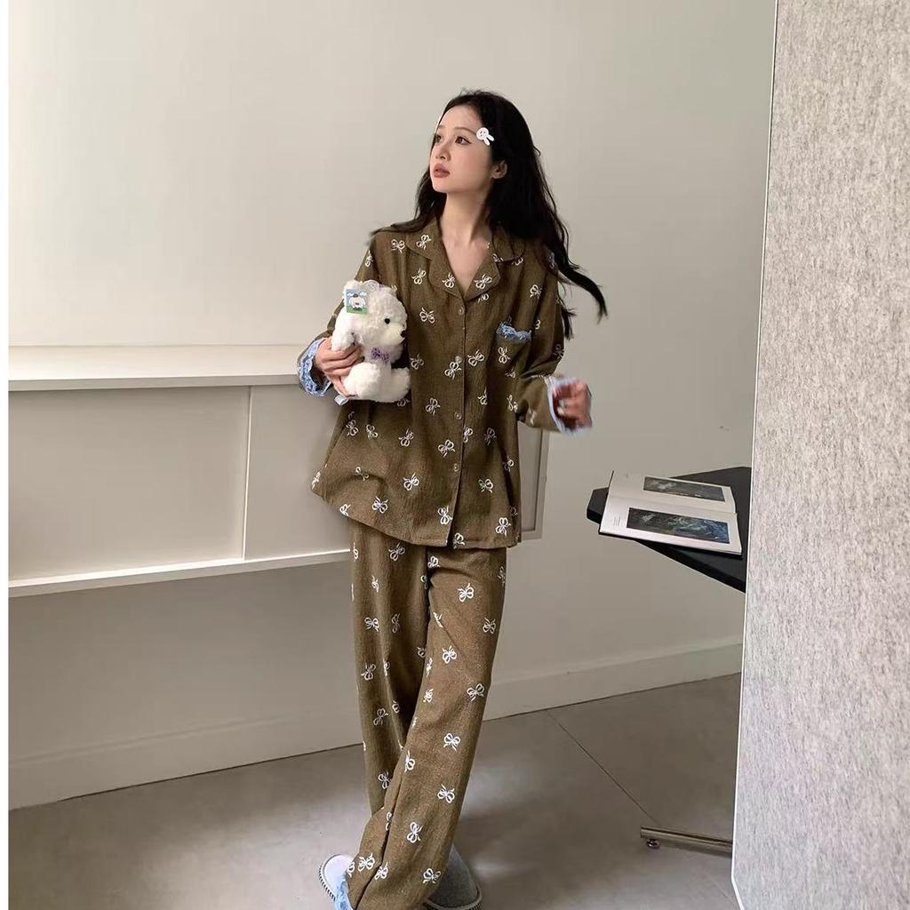 Herfst Dames Pyjama Set Lange Mouw Broek Tweedelig Pyjama sets Mode Satijn Dames Casual Jeugd Meisjes Huiskleding Pijamas