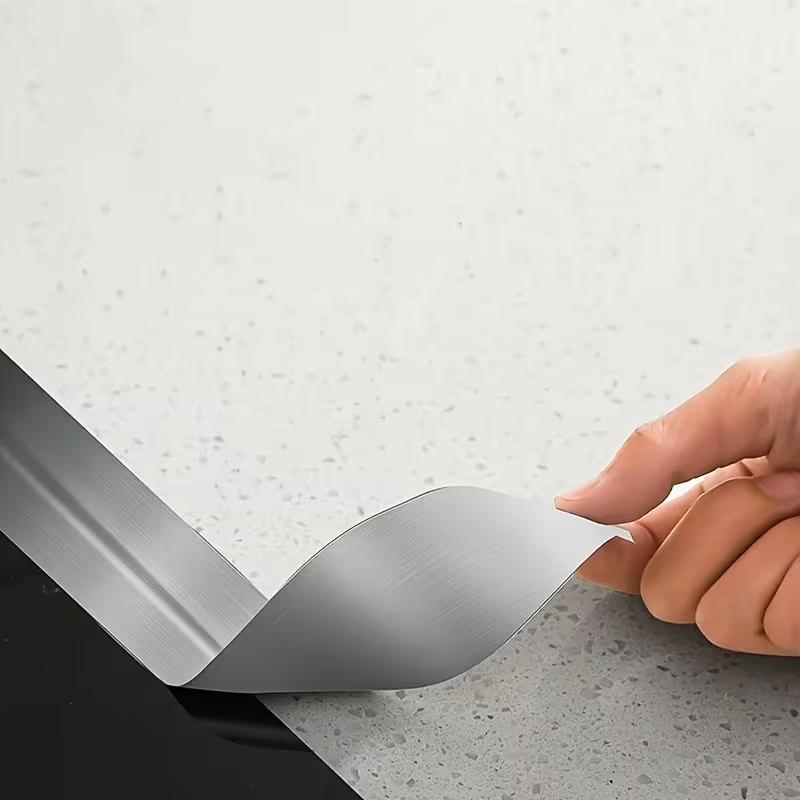 Aluminum Foil Waterproof & Oil-Proof Sealing Tape Heat Resistant Kitchen Sink & Stove Gap Sealer Strip for Bathroom and Toilet