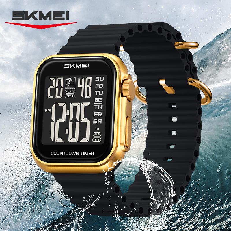 SKMEI 2269 2Time Original Luxury Digital Clock For Man Electronic Watch Fashion Sport Countdown Waterproof Square Wristwatches