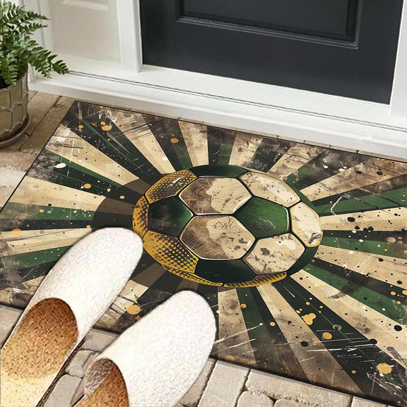 Flaming Soccer Ball Office Rug Chair Mat, Entryway Carpet, Suitable for Front Door, Bedroom, Living Room, Desk, Holiday Gift