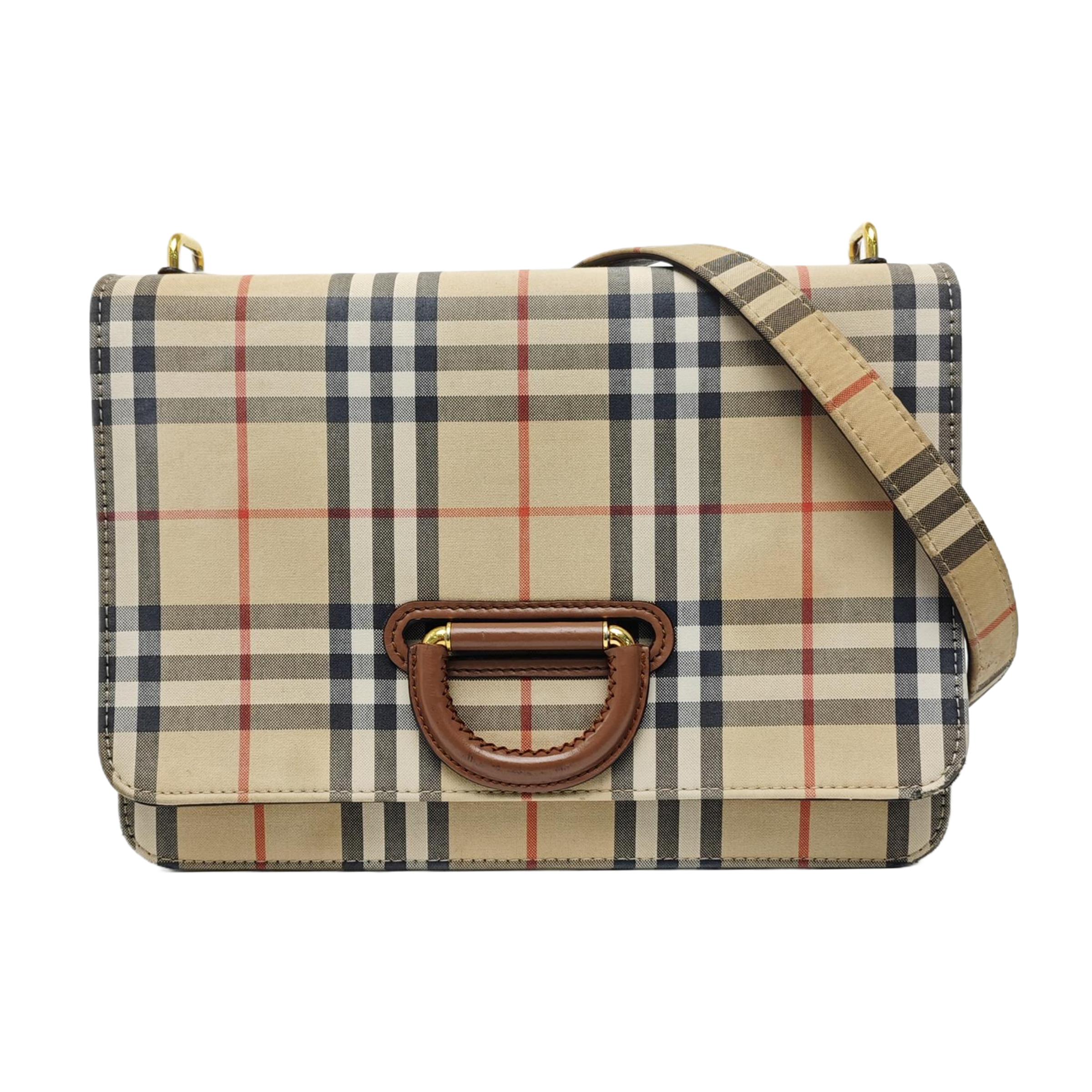 [Pre-Owned] Vintage Check Print D-Ring Flap