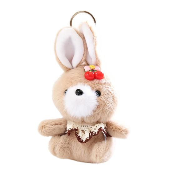 Cute Cherry Bunny Plush Keychain, Small Rabbit Stuffed Animal Pendant for Bag Backpack Purse, Kawaii Cartoon Key Ring Charm, Gift for Girls Women