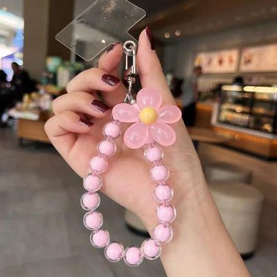 Handy-Lanyard, Handgelenkseil, handgefertigte Perlen, bunte Macaron-Perlen, runde Perlendekoration, Telefonhülle, Anti-Verlust-Lanyards, Telefonanhänger