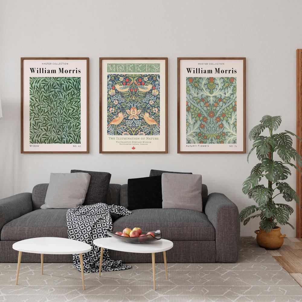 Set Flowers By William Morris Floral Botanical Modern Art Print Canvas Poster Autumn Flowers Illumination of Nature Willow Gift