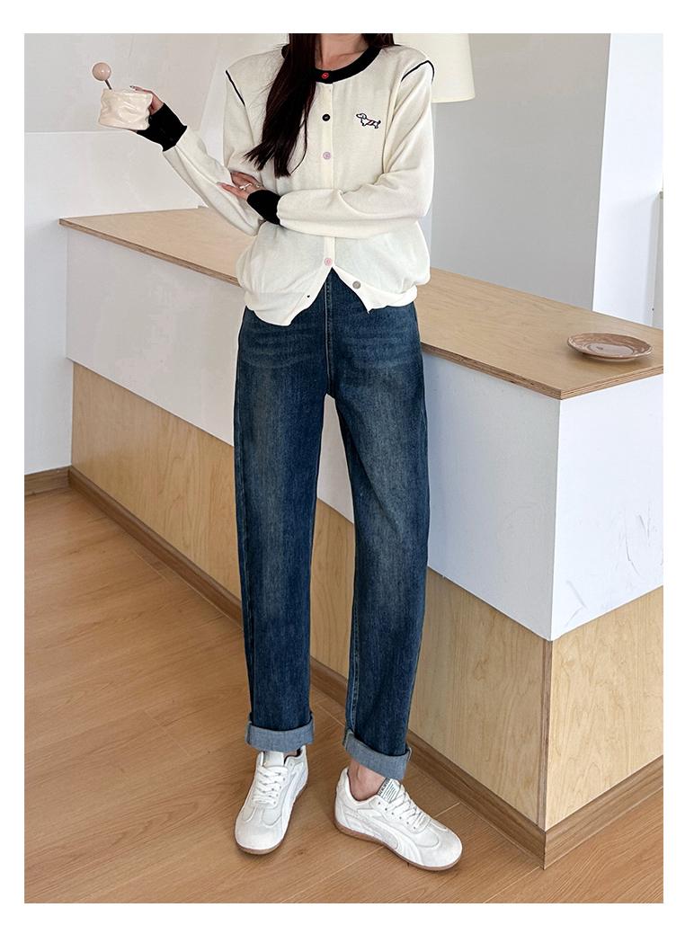 

Maternity Dad Jeans - Loose Fit, Drawstring, Nine-Point Length for Fall/Winter Extra Large
