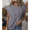 Camiseta de Moda para Mujer Primavera y Verano Moda Casual Blusa Cuello Redondo Color Sólido Suelta Camisa de Manga Corta