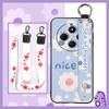 Silicone Soft case Phone Case For Redmi A4 5G Wrist Strap Ring Kickstand Flower Anti-dust Lanyard Phone Holder Durable