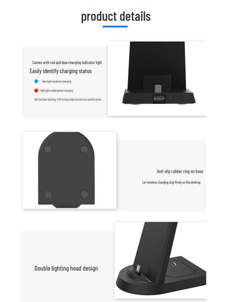 Univerzális 3 az 1-ben vezeték nélküli töltő Apple-hez: Gyorstöltés iPhone-okhoz, órákhoz és fülhallgatókhoz