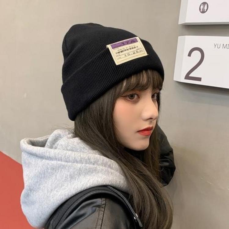 Women's Autumn and Winter Warm Knitted Hat Korean Fashion Japanese Solid Color Warm Hat