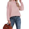 Fashionable Women's High-neck Knitted Sweater With Long Sleeves And Rolled Hem