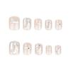 30-Piece High-End Wearable Armor False Nails Set with Glitter Sequins & Rhinestones - Short Manicure