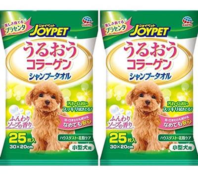 JOYPET Shampoo Towel for Small Dogs, 25 Pieces X 2 Set, Moisturizing Collagen, Soft Soap Scent, Disposable, Cleans and Removes Dirt and Odor