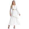 Womens Greek Costume Roman Queen Princess Ancient Toga Gown V Neck Long Sleeve Contrast Fancy Dress