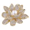 Lotus Pendant Enamel Brooch Badges Fashion Pearl Flower Exqusiite Pin Jewelry