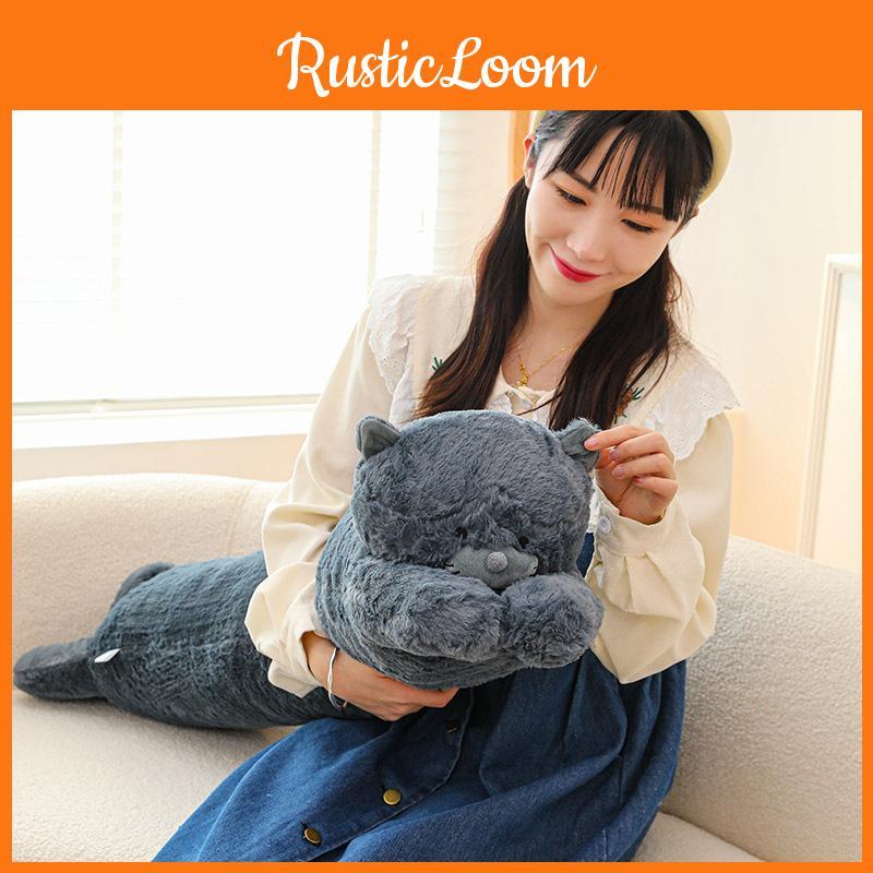 Cat Lazy Blue Long Plush Toy Pillow Soft Filling Home Decor Pp Cotton Doll Gift