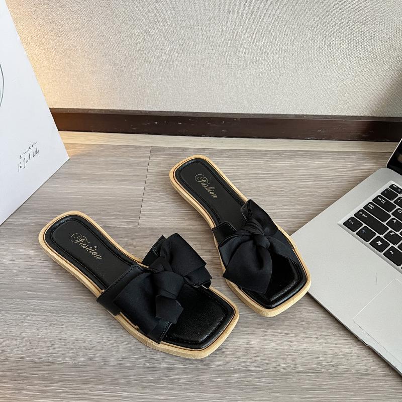 

Женские летние шлепанцы на танкетке с бантом - Сказочный стиль, мягкая подошва, уличные пляжные шлепанцы 36-37