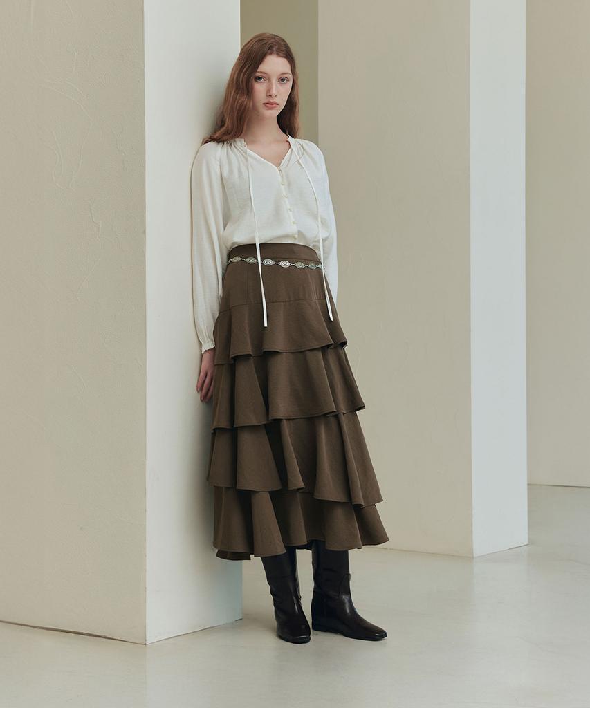 Zero Street [3 Colors] Tiered Flare Skirt