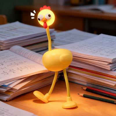Funny Chicken Night Light Flexible LED Desk Light with Bendable Limbs Portable Bedside Neck And Movable