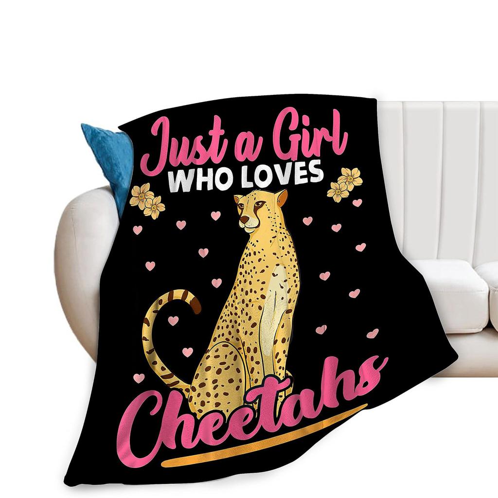 Cartoon cheetah animal digital-printed polyester Bedroom velvet flannel cover blanket Fleece soft sofa cover blankets for beds