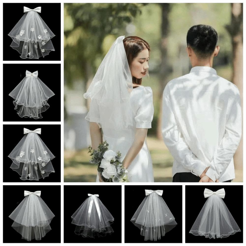 Flower Marry Veil Pearl Wedding Gauze Sweet Bride Head Gauze Girl