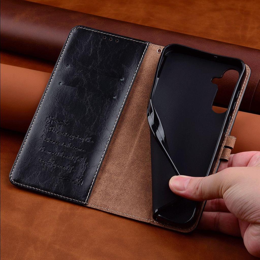 Vintage Crazy Horse Texture PU Leather Flip Wallet Phone Case for Samsung Galaxy A22s 5G,A22 5G Card Holder Kickstand Shockproof Protective Cover