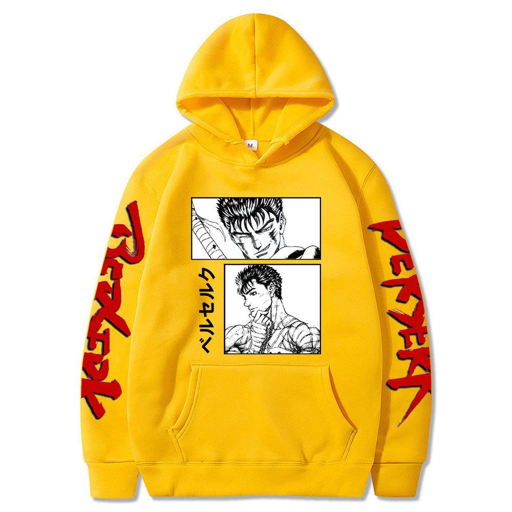 Men Hoodies Harajuku Japanese Anime Berserk Guts Posters Man Autumn Winter Fleece Streetwear