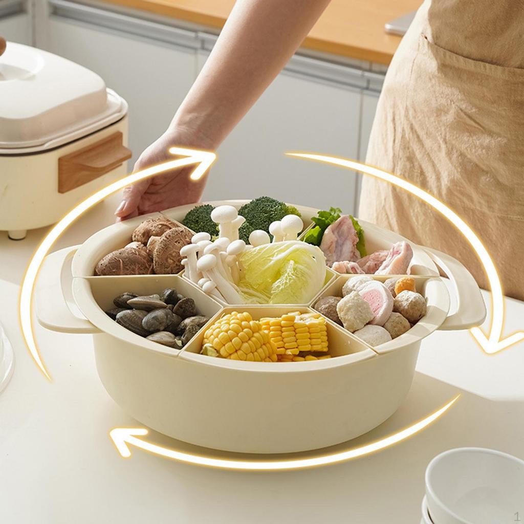Drehbare Servierplatte mit 7 Fächern, verschleißfest, für chinesisches Fondue, Lebensmittellagerung