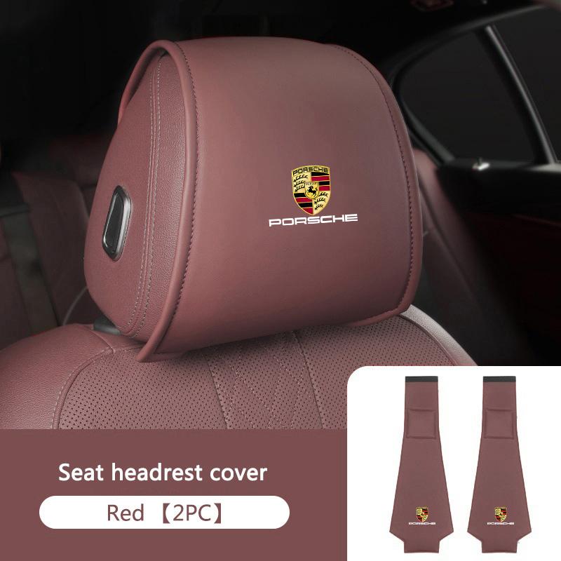 2pcs/Set Car Interior Seat Headrest Cover Protection Pad For Porsche 911 718 Taycan Panamera Cayenne Macan Boxster 918 Accessory