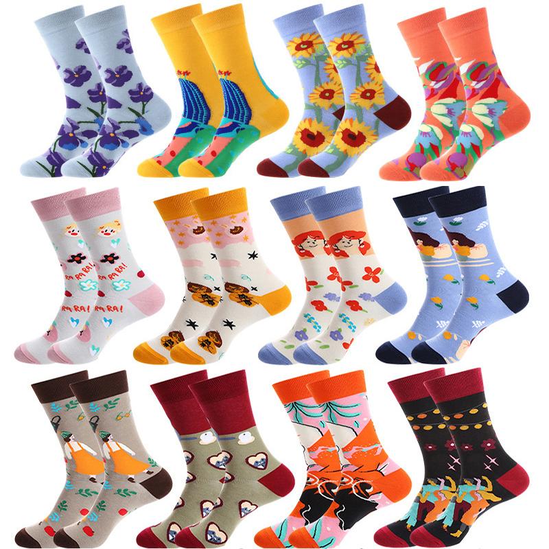 Cartoon Fruit Animal Cake Flower Mixed Colors, Pure Cotton, INS Fashion Brand, Net Red, Casual Fashion Socks for Men and Women