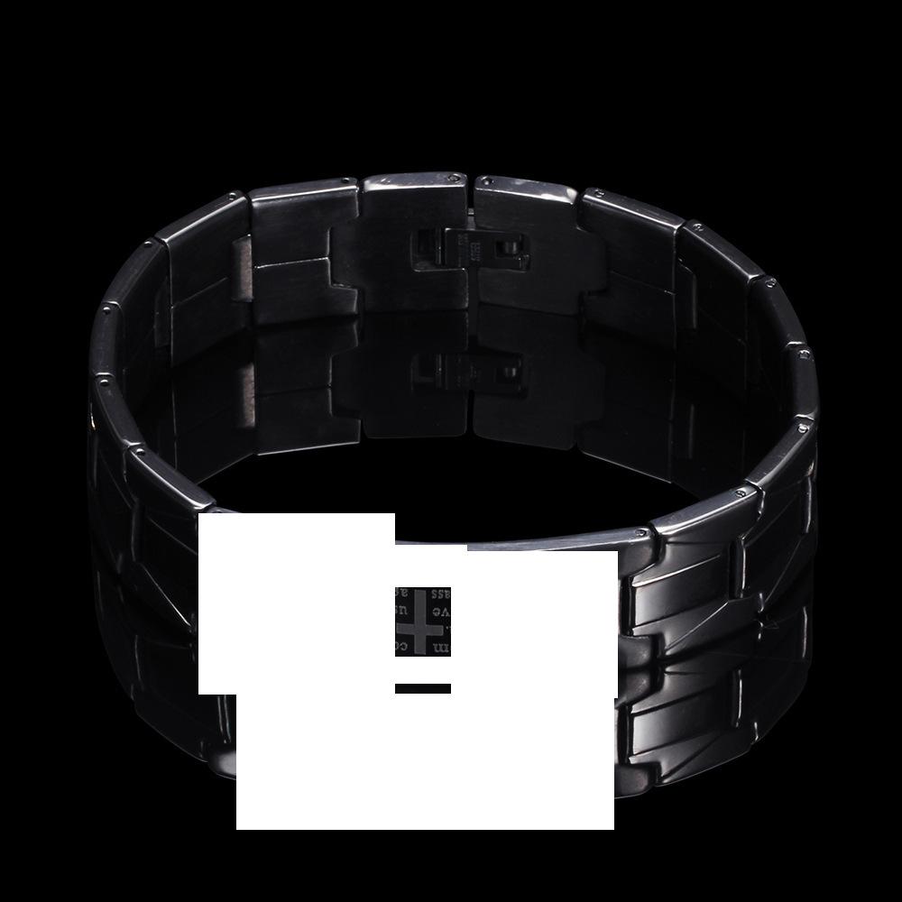 9MM Geometric Cross Bracelet: Black & White Stainless Steel for Men & Women