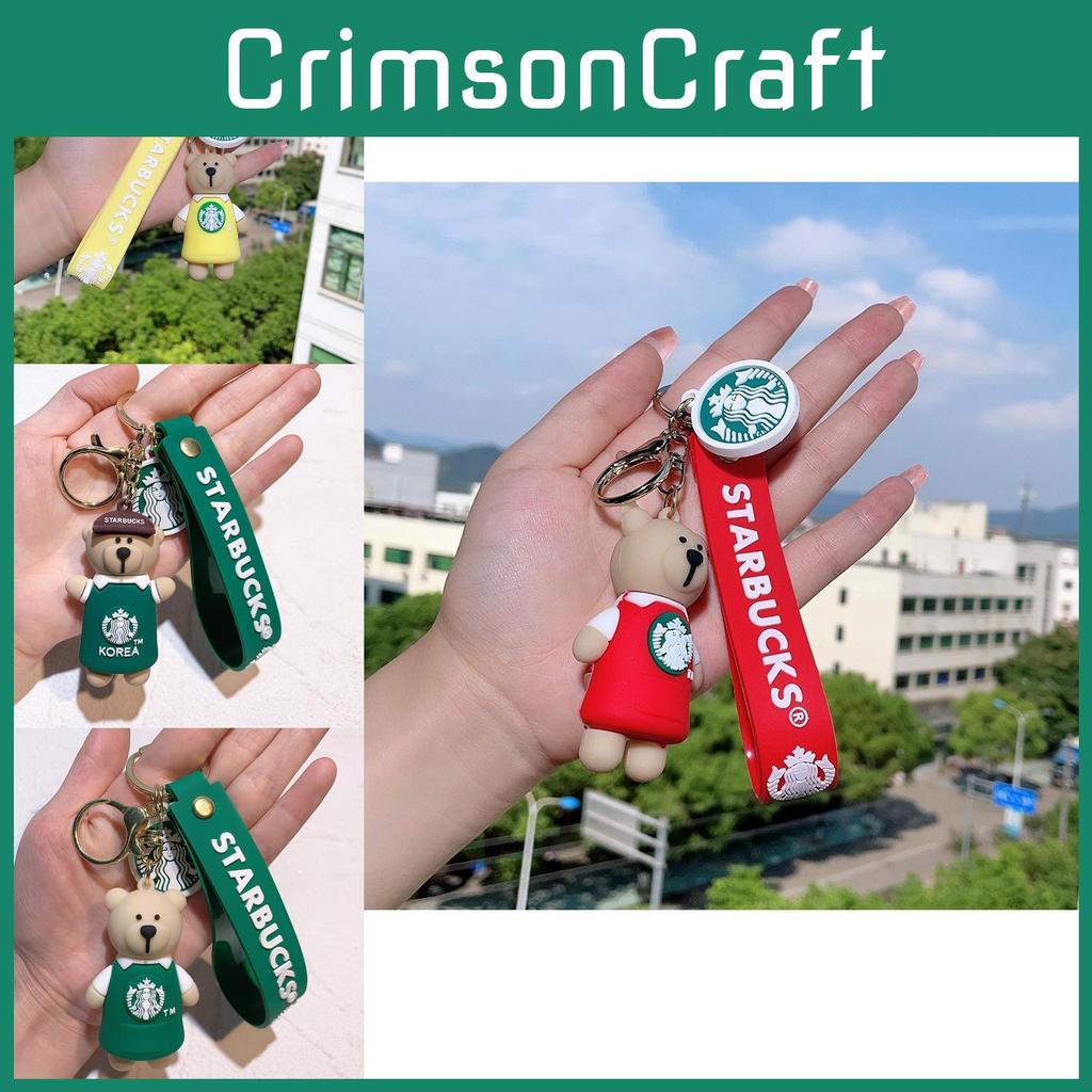 Niedlicher Bären-Barista-Schlüsselanhänger, süßes Silikon-Accessoire, perfekt zum Verschenken