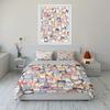 Pastel Cat Pattern Set for Decoration Exquisite Three-piece Bedding Set Gift for Kids and Adults