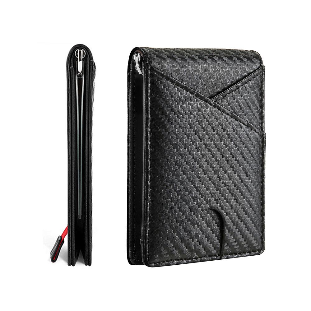 Carbon Fiber Microfiber Leather Money Clip Wallet for Men
