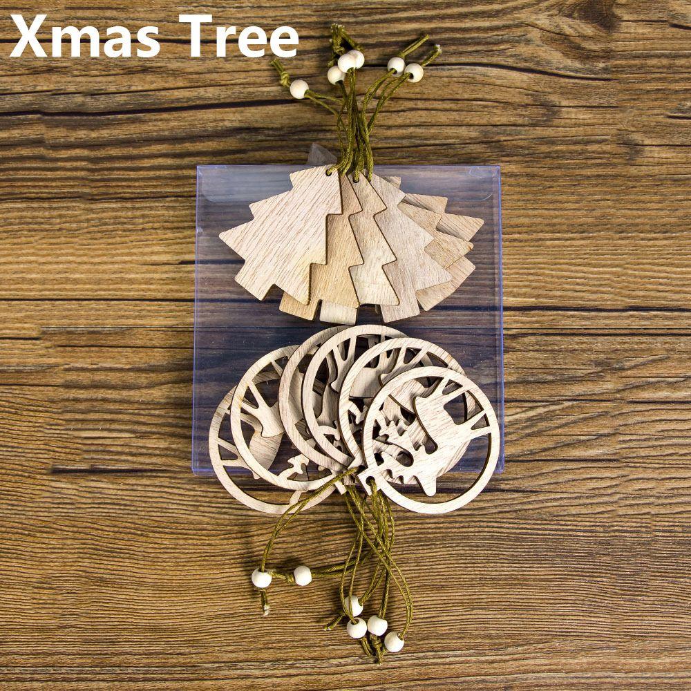 Drop Pendant DIY Gifts Christmas Tree Decoration Xmas Hanging Wooden Ornaments Snowflake/Star/Angel