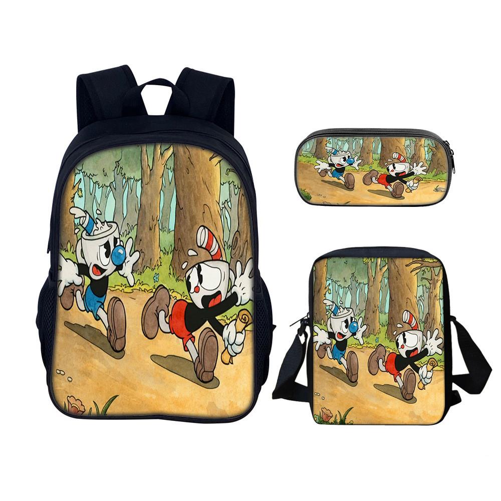 Cuphead Backpack Set For School And Travel With Nylon Construction And Multiple Compartments