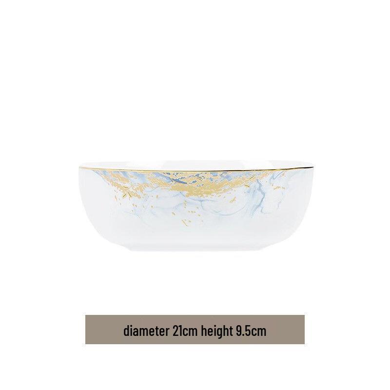 ZISIZ Gold Rim Glazed Dinnerware