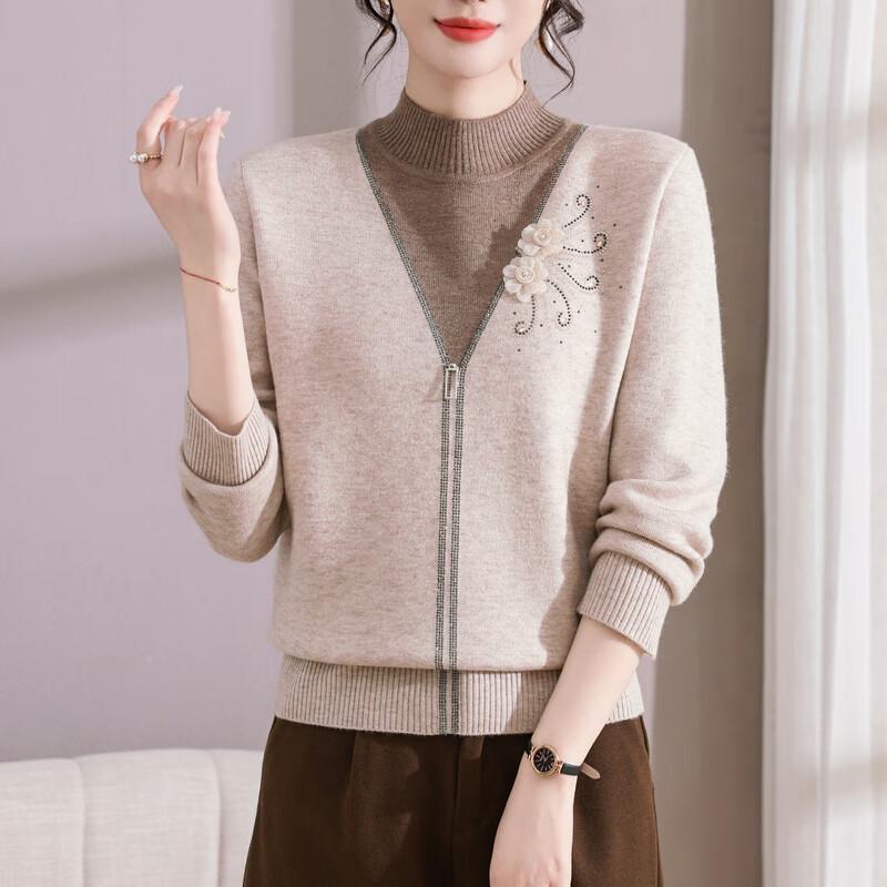 Women's Faux Two-Piece Knitted Sweater Top