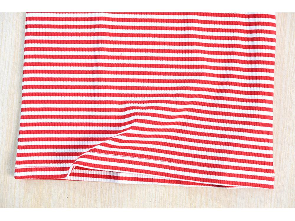 Siqi Women's Ribbed Stretch Cotton Color Block Striped Slim Fit Round Neck Short Sleeve T-shirt