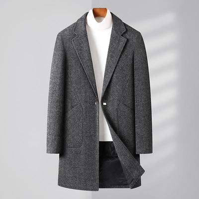 Herbst und Winter Mittel- und Langwolliger Trenchcoat Mittelalterliche und Junge Business Steppjacke Lässig Warm