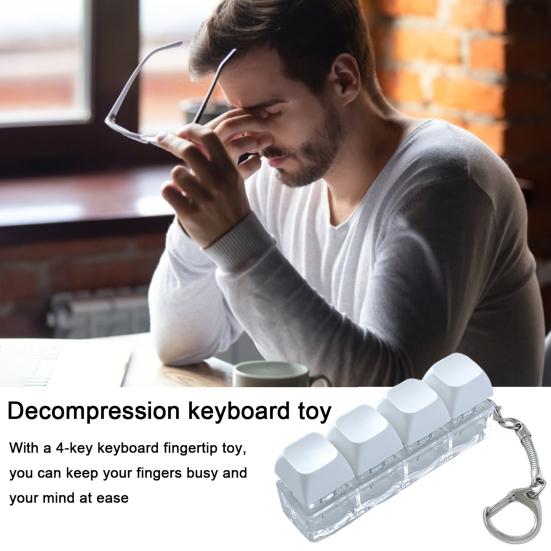 Mechanická klávesnice Fidget Přívěsek na klíče Úleva od stresu Úzkost Přenosná Cestovní Tichá Děti Dospělí 4 Klávesy Klávesnice Klikání Senzorická Klávesa Hračka